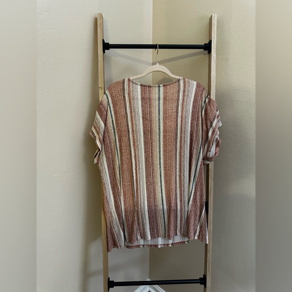 Above and Beyond | 3X | Multicolored Striped Shirt with buttons on sleeve - Picture 2 of 3